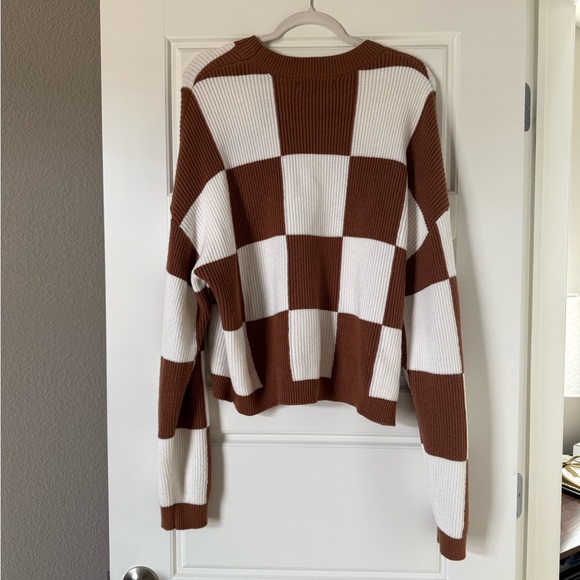 Mango Women’s Brown and White Checks Knitted Sweater - Picture 14 of 14